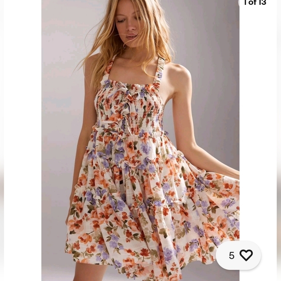 Anthropologie NWTs En Saison Floral Tiered Smocked Mini Dress - Picture 3 of 7